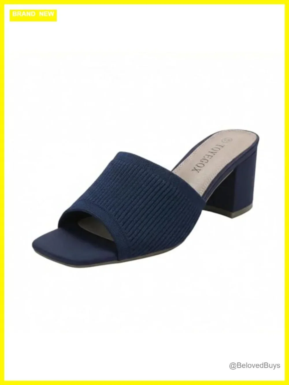Women's Heeled Mules Square Open Toe Block Low Heel Slip On Sandals